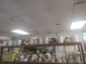 lot 572 image: GENEROUS AMOUNT OF ASSORTED PVC PIPESSEWER ELBOWSDRAIN LINES AND MORE&nbsp