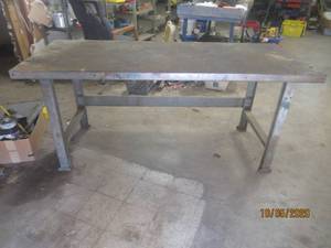 lot 618 image: METAL SHOP TABLE 6FT X 30W X 32H