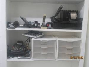 lot 724 image: MISC OFFICE CONTENTS AS SHOWN ( SHELF NOT INCLUDED)