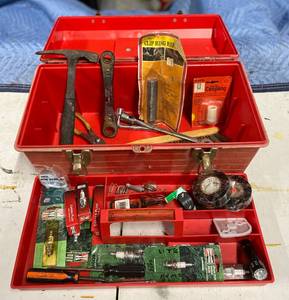 lot 56 image: Tuff Box Toolbox wspark plugs and Misc tools
