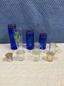 lot 199 image: Blue Glass Canisters with assorted Glassware