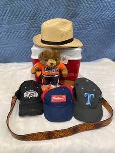 lot 247 image: Coleman Cooler, hats and Belt