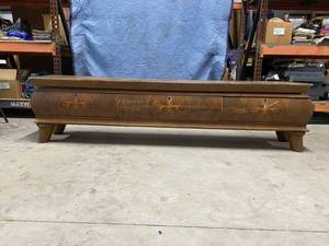 lot 286 image: Vintage Bar Bench used for seating at billiards tournaments. 3 storage drawers