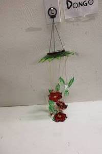lot 78 image: Plow & Hearth Hummingbird Hanging Windchime Solar Illuminated