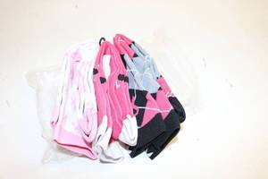 lot 115 image: Breast Cancer Awareness Socks - 3 pairs Black and Pink