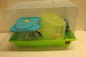 lot 197 image: Hamster Cage w Exercise Wheel, Water Bottle and Rolling Ball