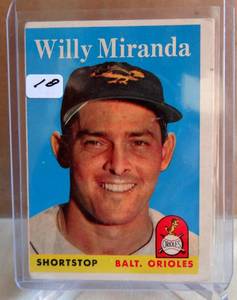 lot 10 image: 1958 Topps #179 Willie Miranda VGEX