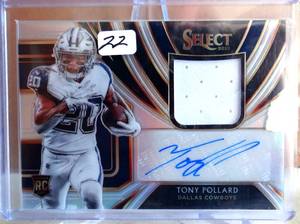 lot 22 image: RARE Tony Pollard # 18199 Silver RPA 2019 Select Football