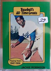 lot 29 image: 1987 Hy-Grade Baseballs All-Time Greats Jackie Robinson Card