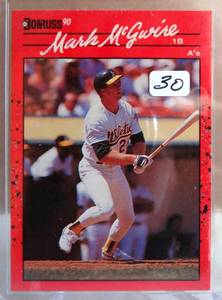 lot 30 image: 1990 DONRUSS - MARK MCGUIRE #185