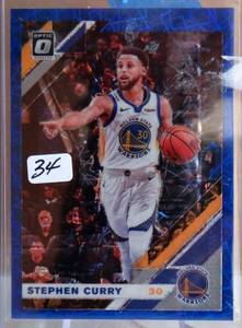 lot 34 image: 2019-20 Donruss Optic Stephen Curry Blue Velocity Prizm Warriors