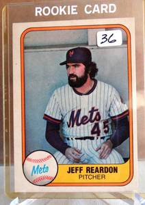 lot 36 image: 1981 FLEER JEFF REARDON RC MONTREAL EXPOS NEW YORK METS BASEBALL CARD HOF er