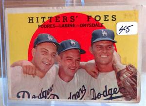 lot 45 image: VINTAGE 1959 Topps #262 Hitters Foes Podres-Labine-Drysdale