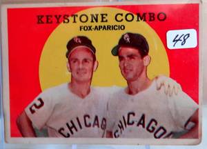 lot 48 image: 1959 TOPPS KEYSTONE COMBO NELLIE FOX LUIS APARICIO CHICAGO WHITE SOX EX 