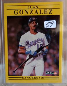lot 59 image: JUAN GONZALEZ  CARD 1991 FLEER TEXAS RANGERS BASEBALL
