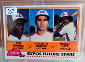 lot 72 image: ROOKIE CARD - 1981 Topps Future Stars Tim Raines RC #479 Nm-Mt