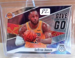 lot 82 image: HOT CARD - 2019-20 Panini Prizm Mosaic LEBRON JAMES Give and Go Base INSERT #8 Lakers