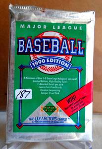 lot 187 image: Ken Griffey 1990 UPPER DECK BASEBALL WAX PACK UNSEARCHED FROM SEALED CASE MANY ROOKIES STARS