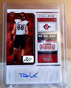 lot 211 image: AUTOGRAPHED - 2018 PANINI CONTENDERS DAVID WELLS RC AUTO SAN DIEGO STATE AZTECS #207