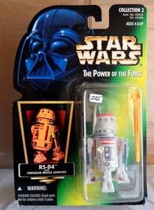 lot 225 image: Vintage 1996 Star Wars Power of the Force R5-D4 Action Figure SEALED GREEN
