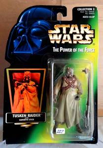 lot 227 image: 1996 - Star Wars Power of The Force Green Card Tusken Raider Action Figure - SEALED