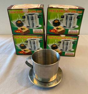 lot 57 image: 4 Stainless Steel Direct - flowing Coffee Cup Coffee Filter