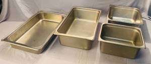lot 101 image: 4 Various Stainless Steel Steam Table Pans