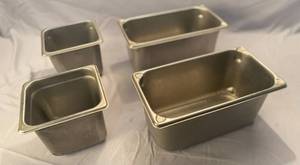 lot 102 image: 4 Stainless Steel Food Pans 2 different sizes