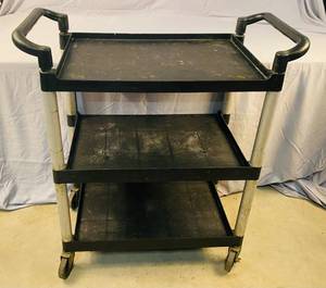 lot 106 image: Black UtilityBus Cart with 3 Shelves