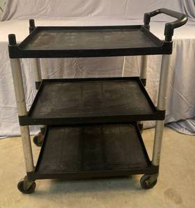 lot 108 image: Black UtilityBus Cart with 3 Shelves