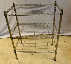lot 112 image: Metro style bakers rack 3 Tier Metal Shelf