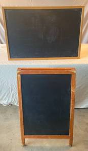 lot 123 image: 2 Chalkboards, One hangs on wall and 1 easel with chalk
