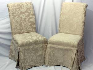 lot 37 image: 2 Damask Parson Chairs