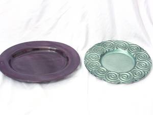 lot 52 image: 2 Large Platters Teal and Huge Purple platter