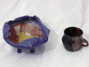 lot 55 image: 2 Handmade Pieces 1 Bowl and Cup