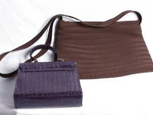 lot 155 image: 2 Handbags Purple  & Burgandy Shoulder Bag