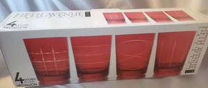 lot 16 image: Red Cocktail tumblers in original packaging