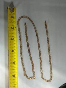 lot 59 image: 24 GOLD TONE NECKLACE INGRAVED 14K ITALY NO CLASP NOT TESTED WEIGHT 7.58 GRAMS