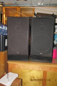 lot 34 image: JVC HOME STEREO SPEAKERS 1 PAIR-3 WAY,15BASS,5MID, 3 TWEETER 110 WATTS, 8 OHM, SP7900BK