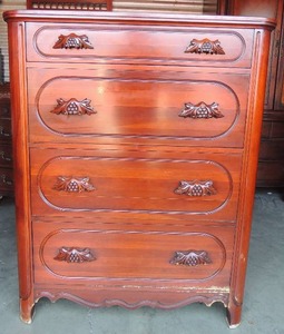 lot 10 image: Cherry wood chest of drawers lot#C12499 by Alid co. 46x37x21  3 large drawers  top drawer has 3 dividers  PART OF THE Lillian Russell Collection - DAVIS CABINET COLLECTION- see description