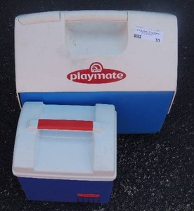 lot 30 image: Igloo playmate ice chest and mini Rubbermaid ice chest