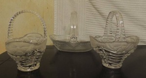 lot 220 image: 3 glass handled baskets
