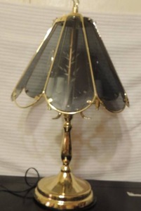lot 157 image: GOLD Touch Lamp  SMOKEY SHADE  23 works great