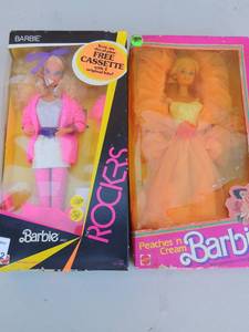 lot 172 image: Rocker Barbie  with cassette NIB #1140 and Peaches and Cream Barbie #7926