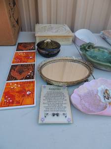 lot 245 image: Jewlery box ceramic bowls coasters and more