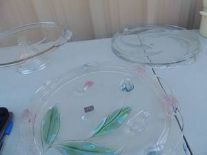 lot 192 image: Mikasa west germany cake plate stand , Walther crystal west germany mikasa platter, mikasa glass west germany platter or cake plate