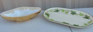 lot 150 image: Warrantied 22K gold trim dish 10x5 and Franciscan Ivy 3 way divided platter