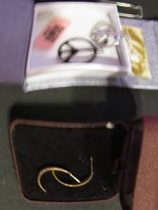 lot 347 image: Earrings- pierced silver peace sign and gold 12 hoop