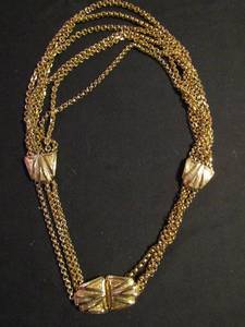 lot 354 image: Lucien Piccard 24 couture necklace multi gold chains large gold raised box clasp 8 oz.