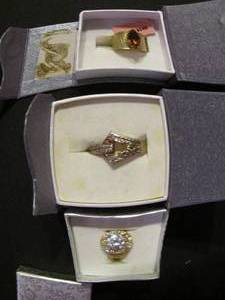 lot 336 image: 3 rings - bling, brown stone and antique look